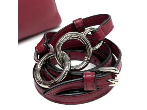 31841 7 FENDI Peekaboo Small Nappa Leather Python Shoulder Bag Red