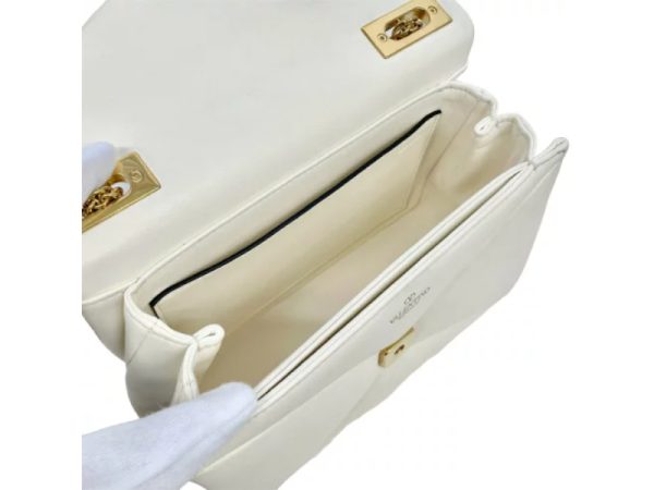 31979 4 Valentino One Stud Nappa Leather Shoulder Bag Ivory