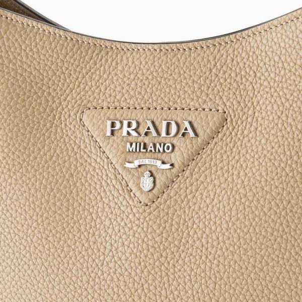 320100kwa490001 6 Prada Vittelo Daino Leather Soft Shoulder Bag Beige