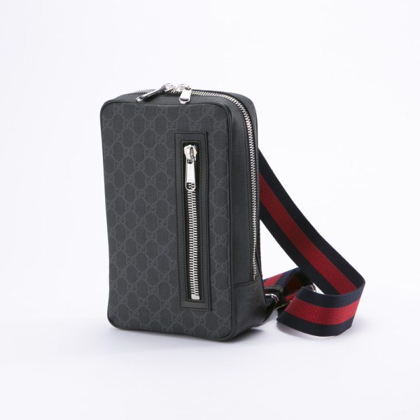 320110kma790009 GUCCI GG Supreme PVC Waist Belt Bag Body Bag Black