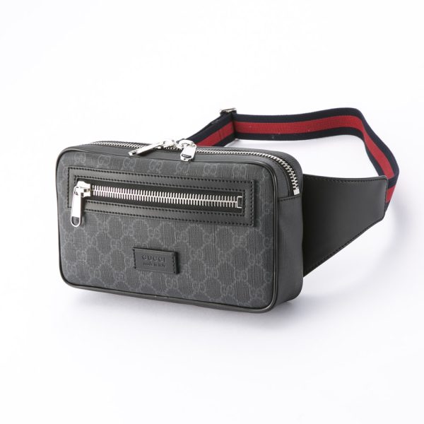 320110kma890017 Gucci GG Supreme Waist Bag Body Bag Black Canvas