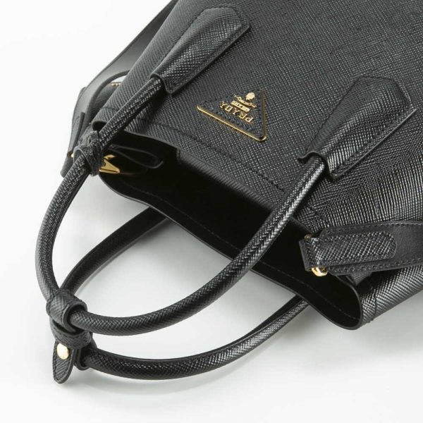 320200kwa390005 6 Prada Hand Tote Bag Double Saffiano Leather Mini Bag Black