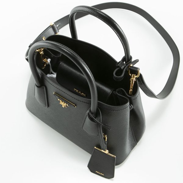 320200kwa390005 8 Prada Hand Tote Bag Double Saffiano Leather Mini Bag Black