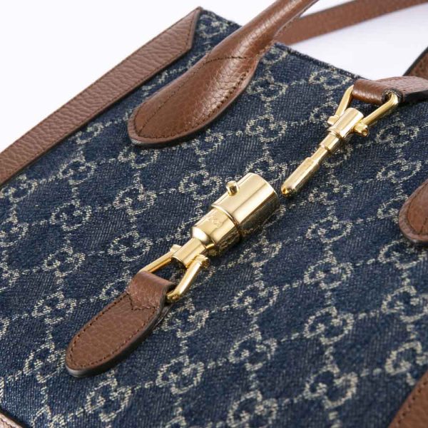 320200kwa390023 5 Gucci GG Supreme Jackie1961 MD Denim Leather Tote Bag Blue