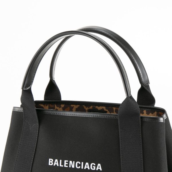 320200kwa390294 4 Balenciaga Handbag Tote Bag Navy Cabas SM Medium Leopard Canvas