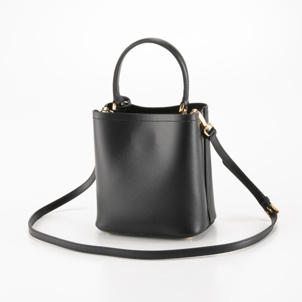 320200kwa490002 1 Prada Saffiano Panier Small Bag Calf Leather Black