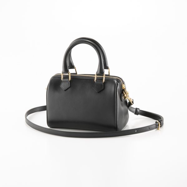 320200kwa490009 1 Celine Triomphe Leather SM Boston Bag Black