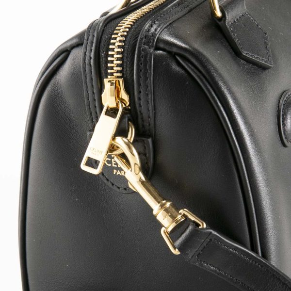 320200kwa490009 6 Celine Triomphe Leather SM Boston Bag Black