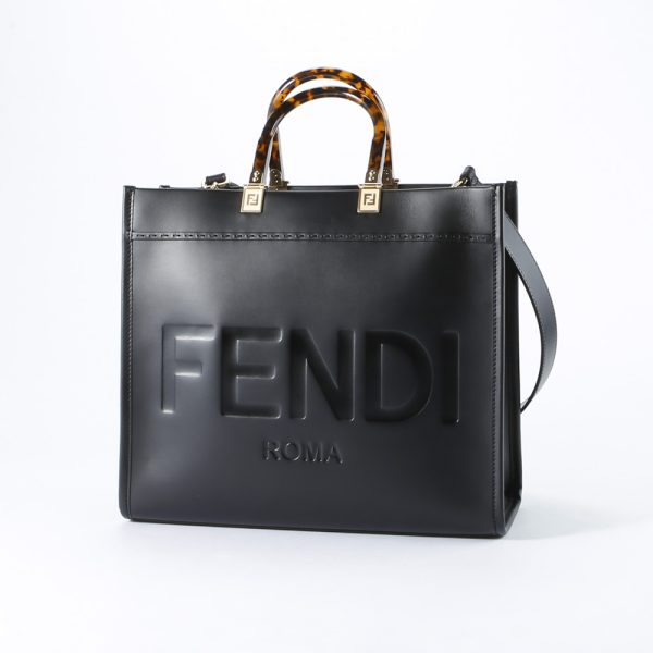 320200kwb190054 Fendi Sunshine Medium Shopper Leather Hand Tote Black