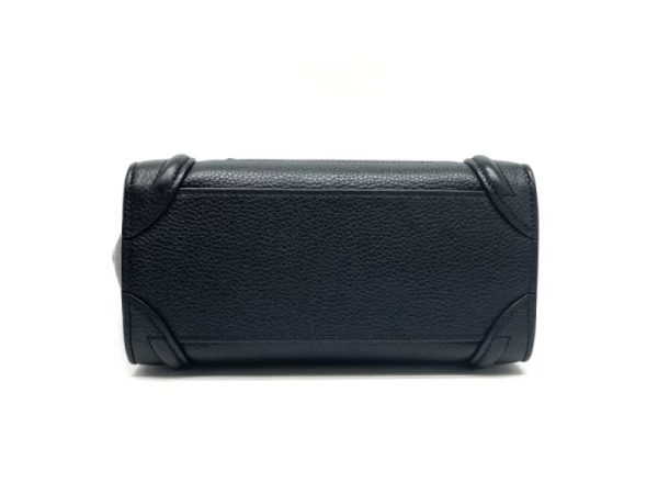 32837 3 Celine Luggage Nano Drummed Calfskin Shoulder Bag Black