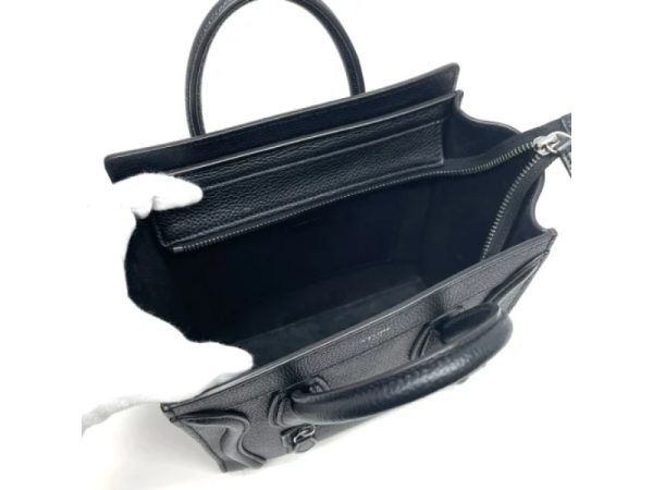 32837 4 Celine Luggage Nano Drummed Calfskin Shoulder Bag Black