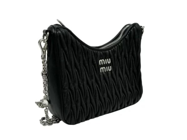 32957 1 Miu Miu Nappa Crystal Nappa Leather Shoulder Bag Black