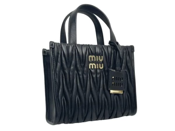 33187 1 Miu Miu Matelasse leather Shoulder Bag Black