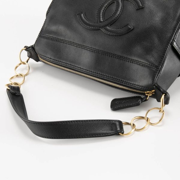 340100kwh390093 4 Chanel Coco Mark Large One Shoulder Bag Black