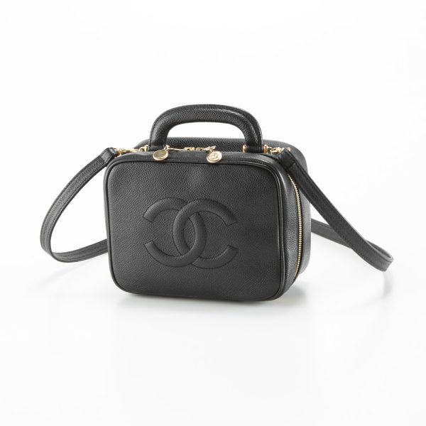 340200kwh390414 Chanel Hand Tote Bag 2way Vanity Bag Horizontal Caviar Skin