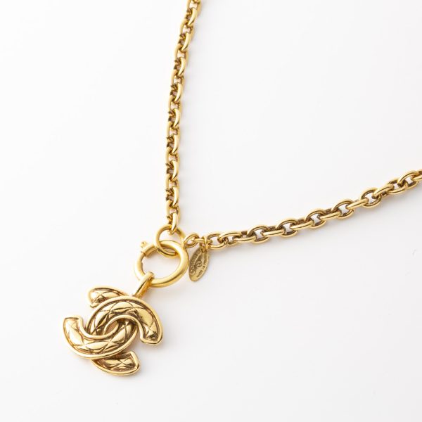 340630kw 2 CHANEL Coco Mark K18 Necklace Gold