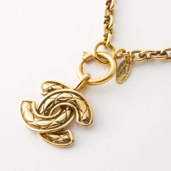 340630kw 3 CHANEL Coco Mark K18 Necklace Gold