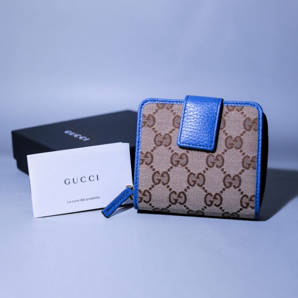 346056ky9lg9782 2 Gucci Compact GG Canvas Leather Bifold Wallet Brown