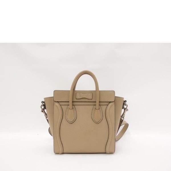 36264 2 Celine Hand Diagonal Hook Nano Shopper Luggage Bag Beige