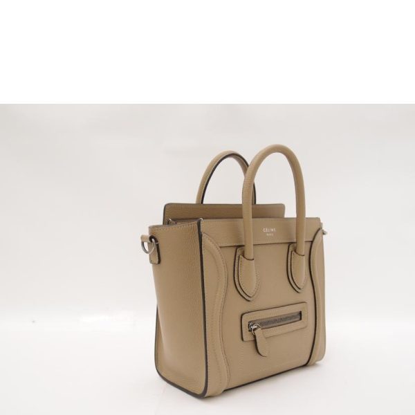 36264 3 Celine Hand Diagonal Hook Nano Shopper Luggage Bag Beige