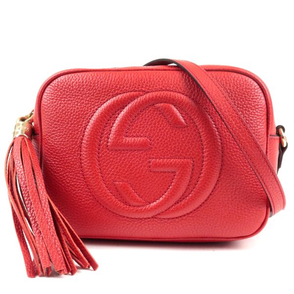 36683 5 1 GUCCI Soho Leather Small Disco Crossbody Shoulder Bag Red