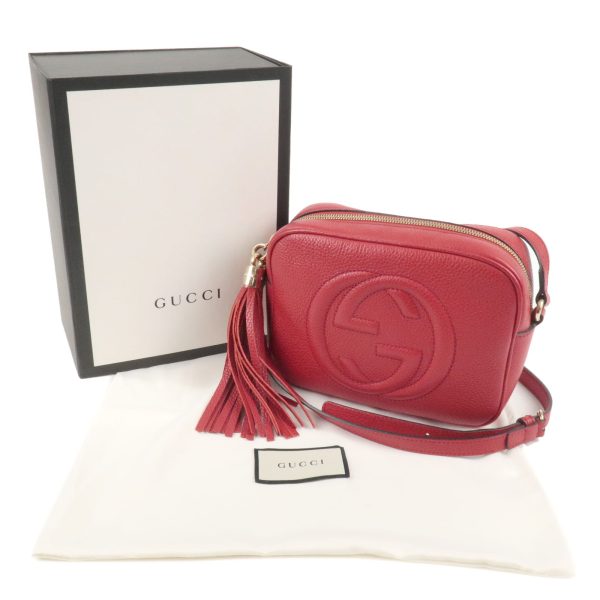 36683 5 10 GUCCI Soho Leather Small Disco Crossbody Shoulder Bag Red