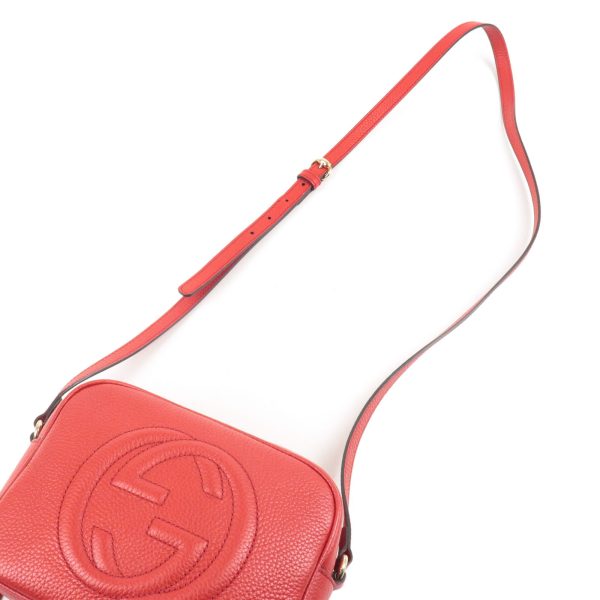 36683 5 4 GUCCI Soho Leather Small Disco Crossbody Shoulder Bag Red