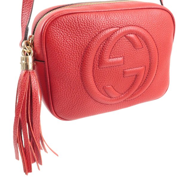 36683 5 5 GUCCI Soho Leather Small Disco Crossbody Shoulder Bag Red