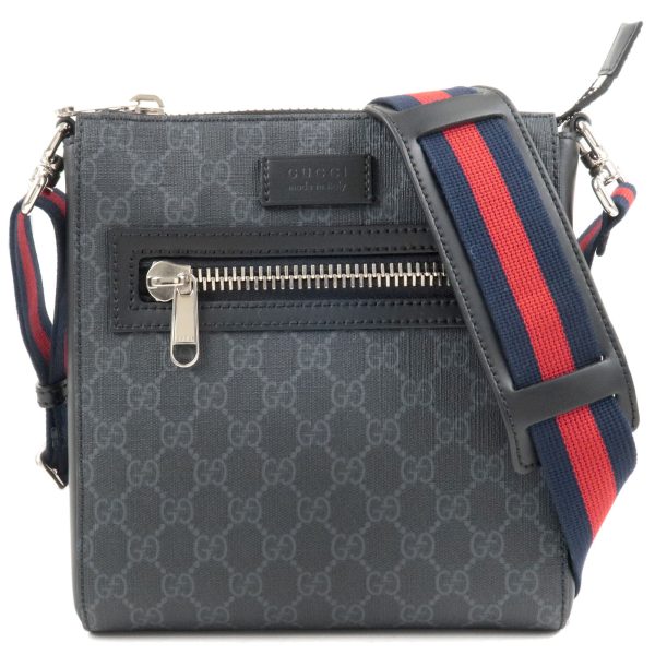 36683 7 1 GUCCI GG Supreme Leather Small Messenger Bag Crossbody Black Grey