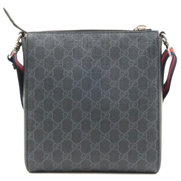 36683 7 2 GUCCI GG Supreme Leather Small Messenger Bag Crossbody Black Grey