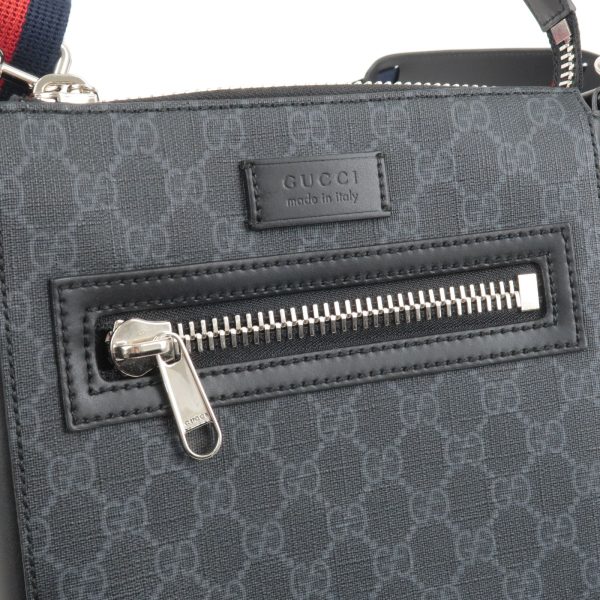 36683 7 5 GUCCI GG Supreme Leather Small Messenger Bag Crossbody Black Grey