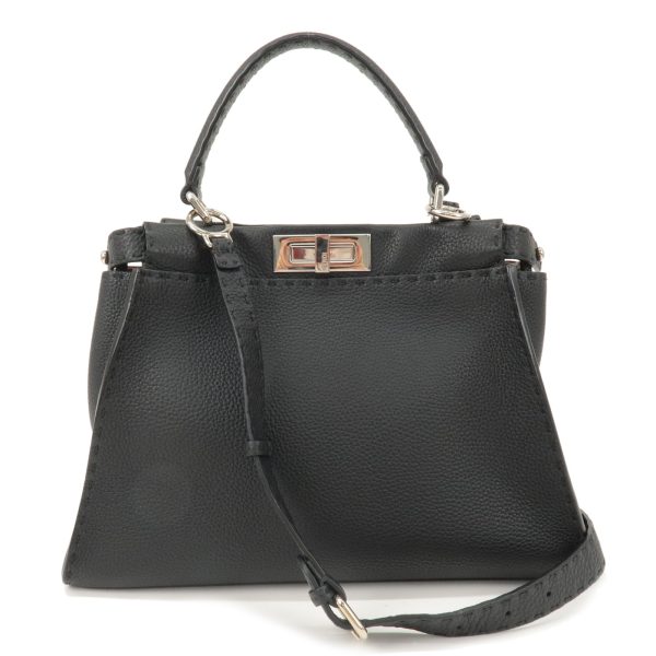 36738 11 1 Fendi Selleria Laeather Peekaboo 2way Bag Handbag Shoulder Bag Black