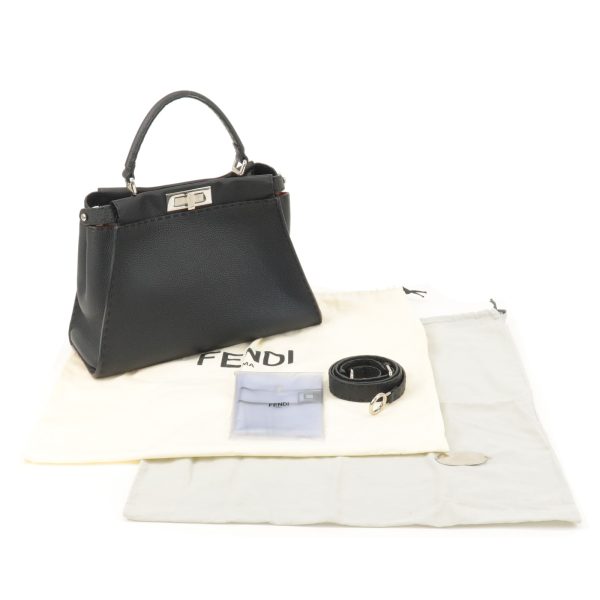 36738 11 11 Fendi Selleria Laeather Peekaboo 2way Bag Handbag Shoulder Bag Black