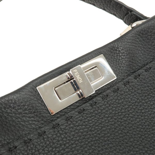 36738 11 7 Fendi Selleria Laeather Peekaboo 2way Bag Handbag Shoulder Bag Black