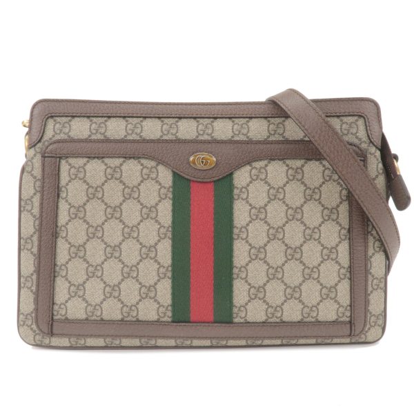 36789 14 1 GUCCI Ophidia GG Supreme Leather Medium Crossbody Shoulder Bag Beige Brown