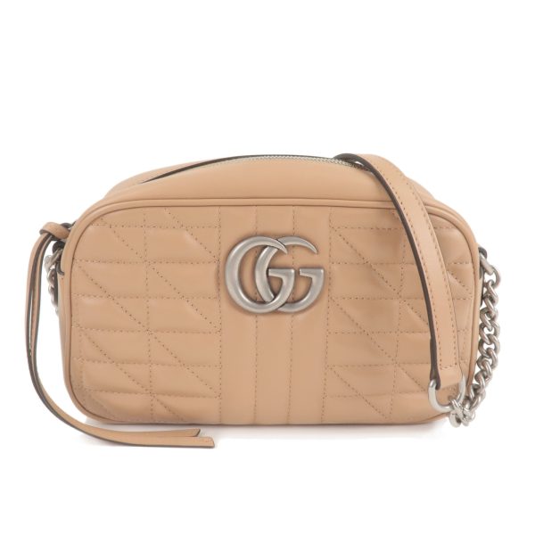 36803 8 1 GUCCI GG Marmont Leather Small Shoulder Bag Crossbody Beige