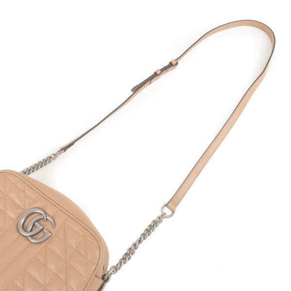 36803 8 4 GUCCI GG Marmont Leather Small Shoulder Bag Crossbody Beige