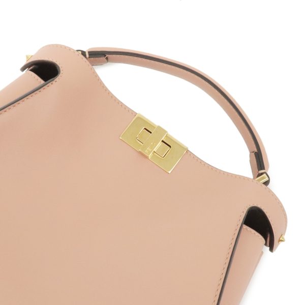 36811 9 4 Fendi Leather Peekaboo Iconic Essential 2way Handbag Shoulder Bag Pink