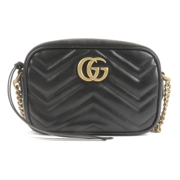 36839 9 1 GUCCI GG Marmont Leather Crossbody Chain Shoulder Bag Black