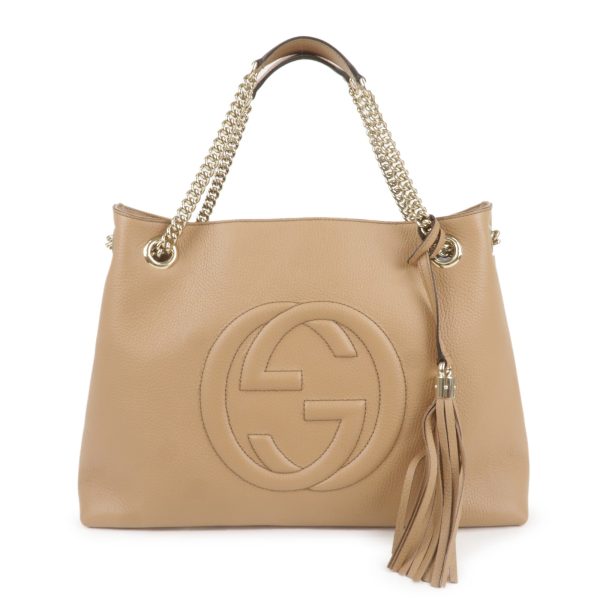 36843 18 1 Gucci Soho Leather Chain Shoulder Bag Beige