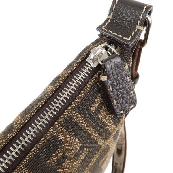 36990 17 8 Fendi Selleria Zucca Canvas Leather Crossbody Shoulder Bag Khaki