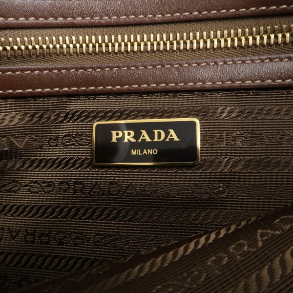 36990 6 11 Prada Logo Jacquard Leather Crossbody Shoulder Bag Beige Brown