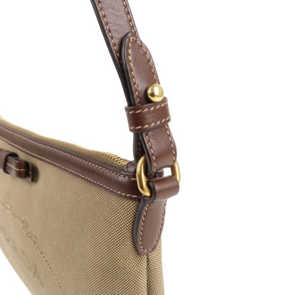 36990 6 9 Prada Logo Jacquard Leather Crossbody Shoulder Bag Beige Brown