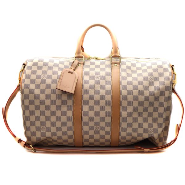 3722 1 Louis Vuitton Keepall Bandouliere 45 Boston Damier Bag White