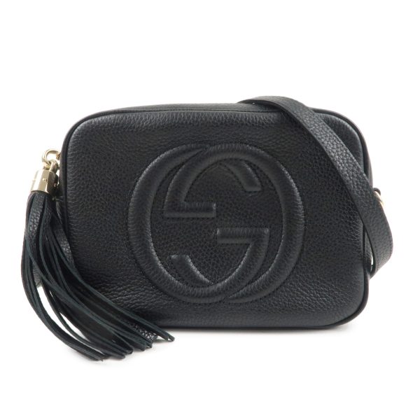 37357 5 1 GUCCI Soho Interlocking G Leather Small Disco Crossbody Shoulder Bag Black