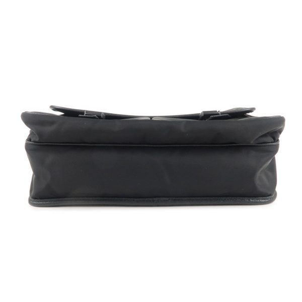 37430 9 3 Prada Nylon Leather Shoulder Bag Black