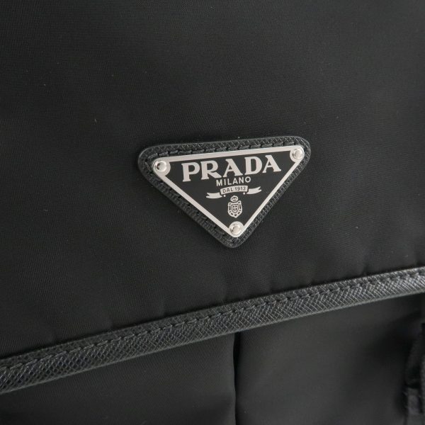 37430 9 7 Prada Nylon Leather Shoulder Bag Black