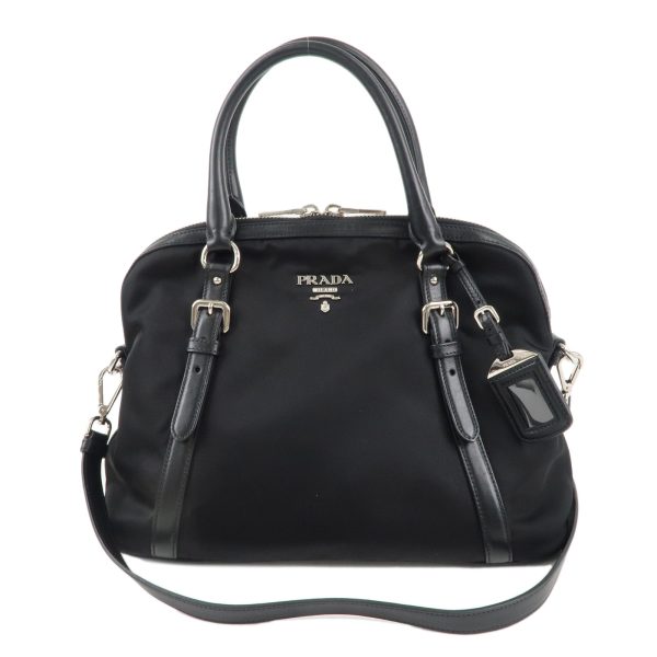 37444 2 1 Prada Nylon Leather 2way Handbag Shoulder Bag Black