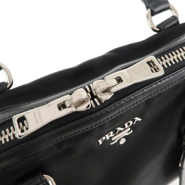 37444 2 10 Prada Nylon Leather 2way Handbag Shoulder Bag Black