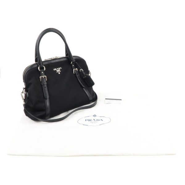 37444 2 12 Prada Nylon Leather 2way Handbag Shoulder Bag Black